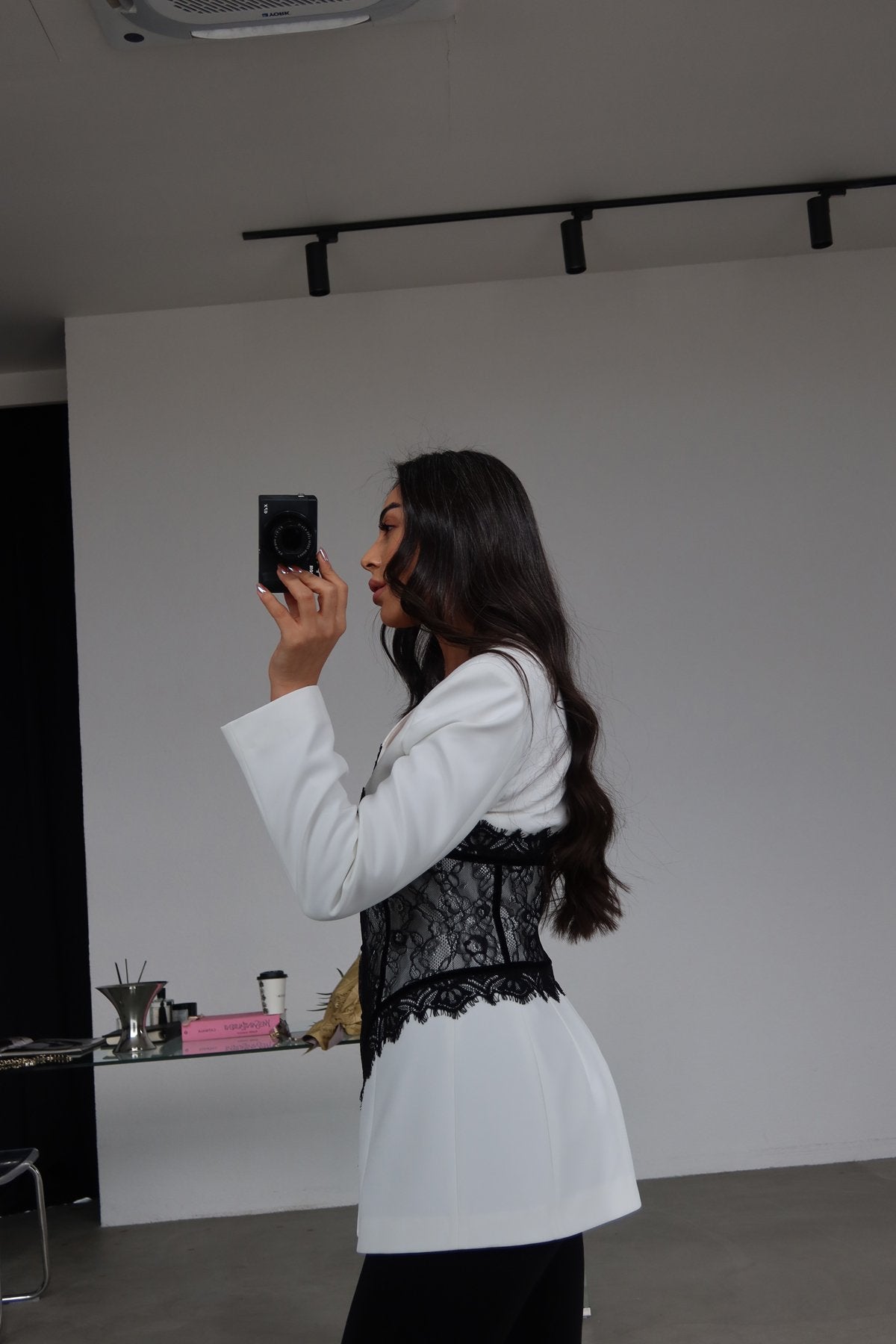 Linay black Blazer Jacket with Lace Details