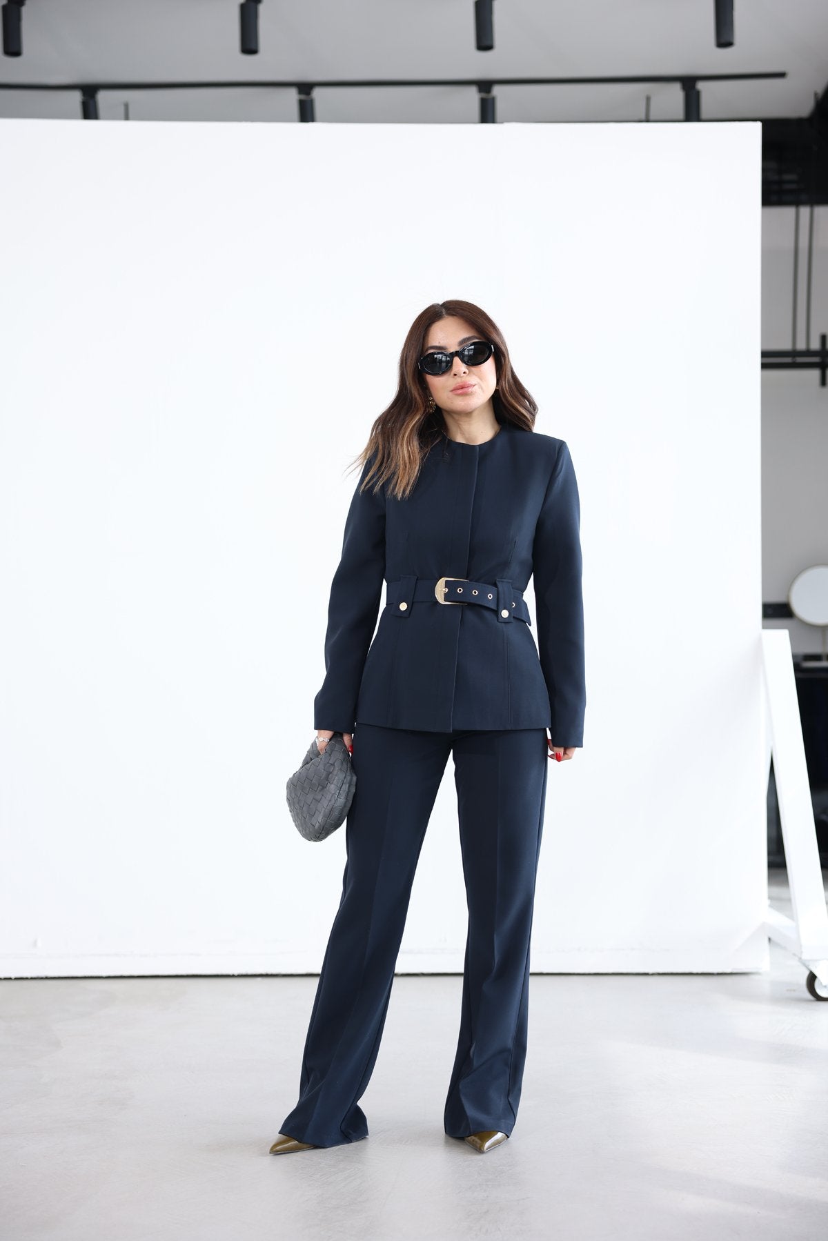 Belted blazer,straight leg trouser co-ord suit