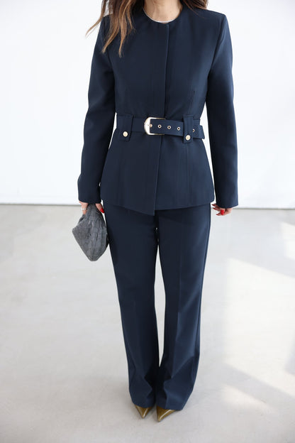 Belted blazer,straight leg trouser co-ord suit