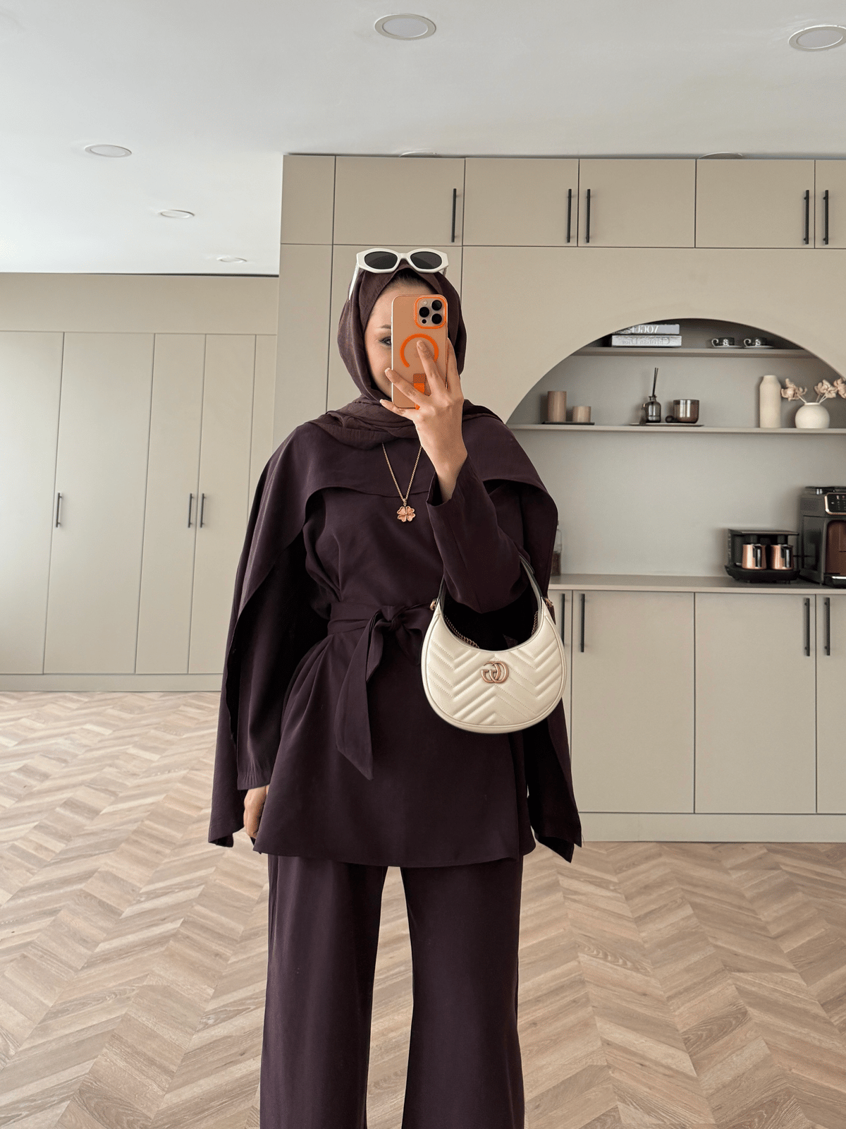 Burgundy Cape Style Two-Piece Set