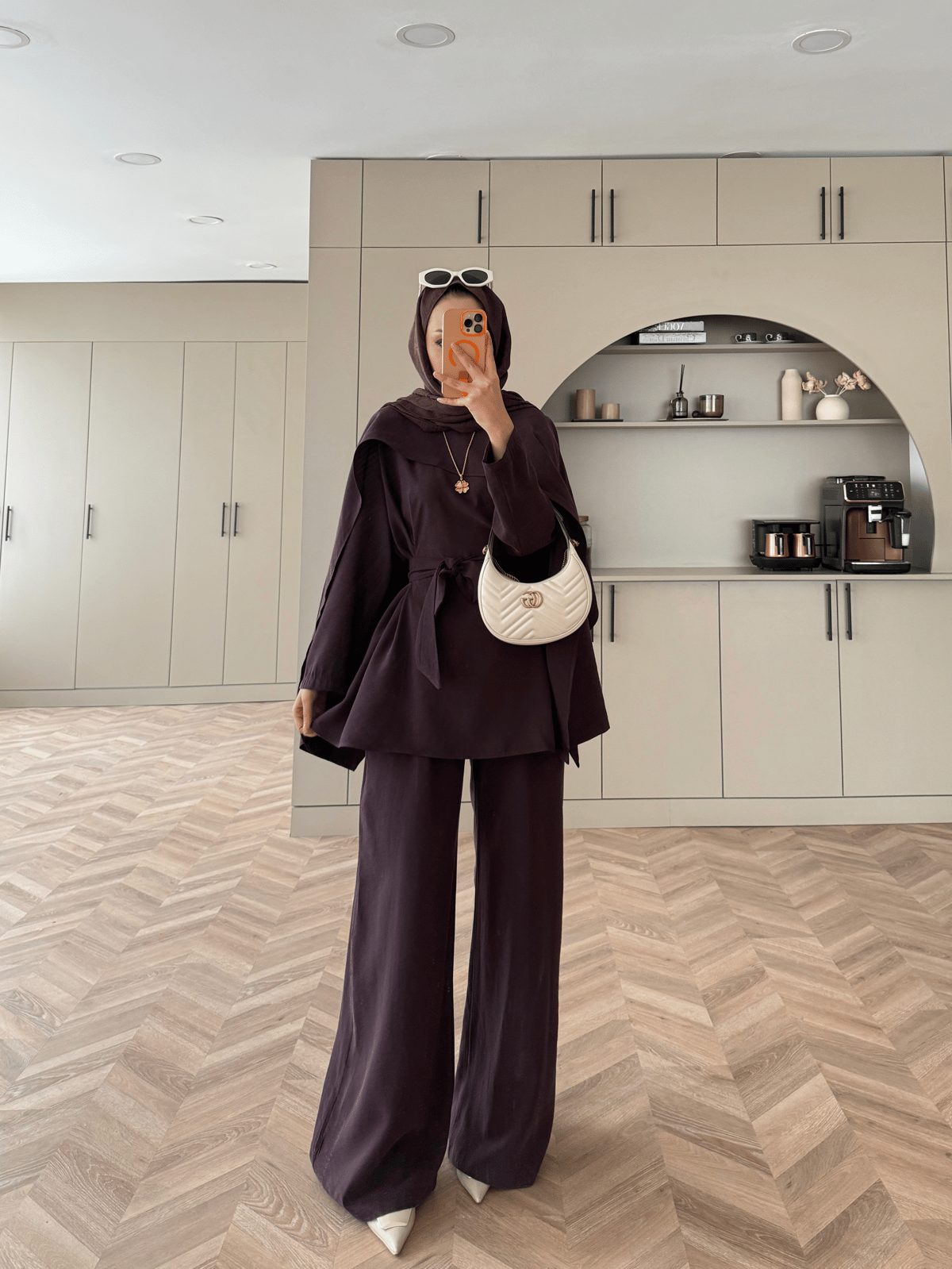 Burgundy Cape Style Two-Piece Set