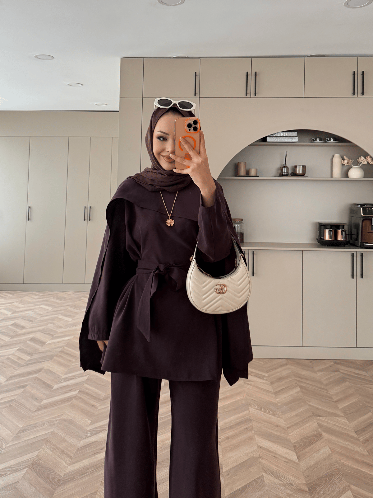 Burgundy Cape Style Two-Piece Set