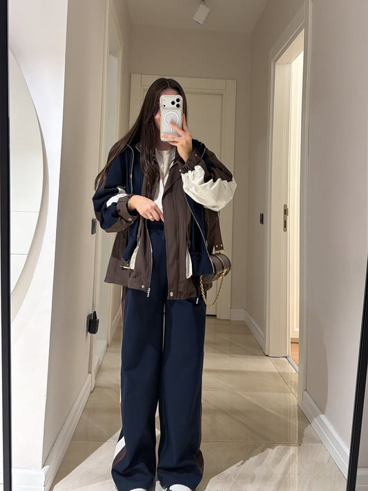 French cotton with Parachute fabric tracksuit