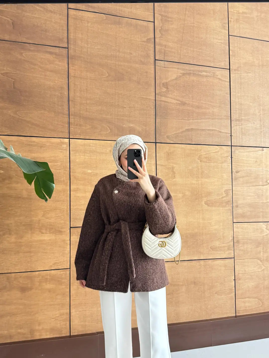 Short belted Cachet Coat With Gold Buttons