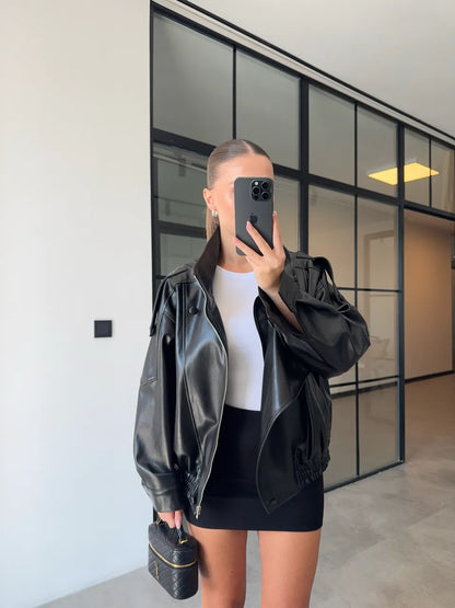 Zara model Faux Leather jacket