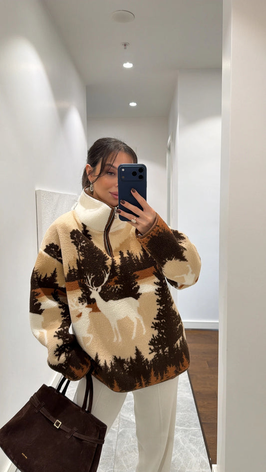 ZIPPERED FLEECE SWEATSHIRT