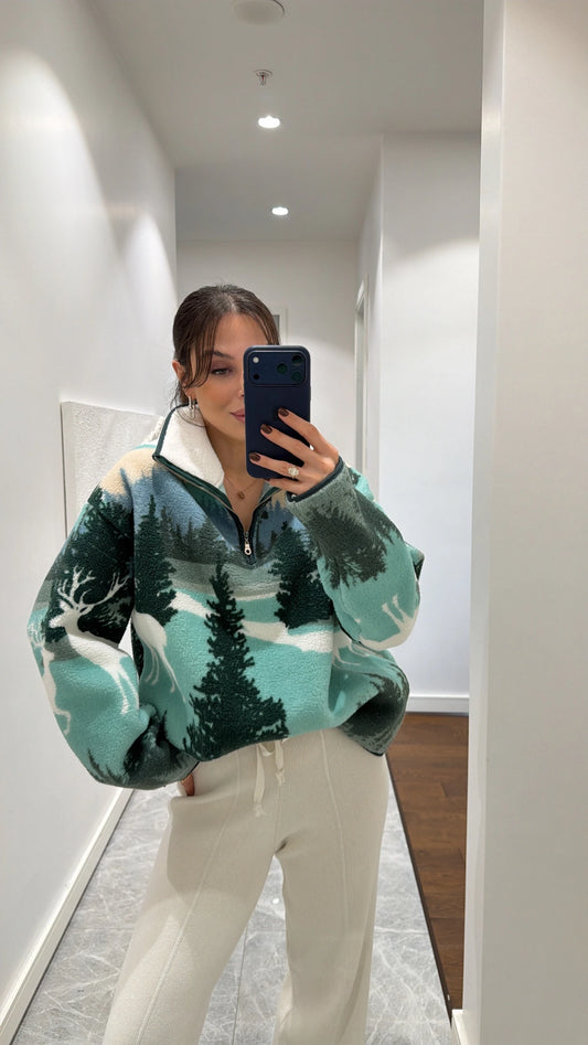 ZIPPERED FLEECE SWEATSHIRT