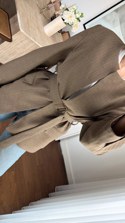 BELTED WAITED BLAZER JACKET