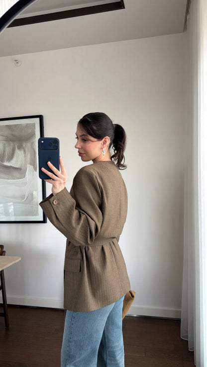 BELTED WAITED BLAZER JACKET