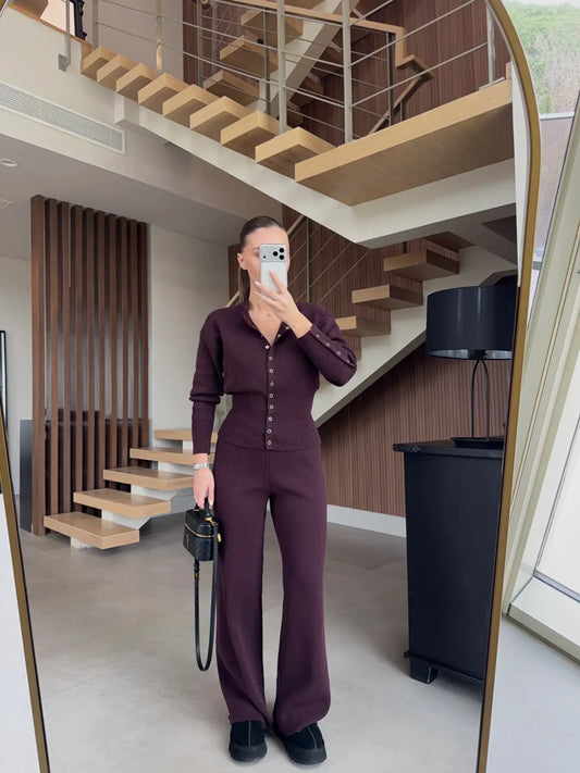 WAIST DETAIL TWO-PIECE KNITTED SET