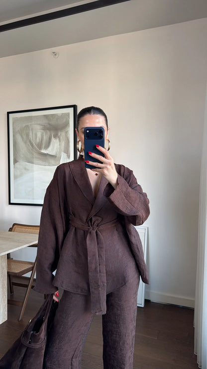 Jacquard texture fabric kimono co-ord set