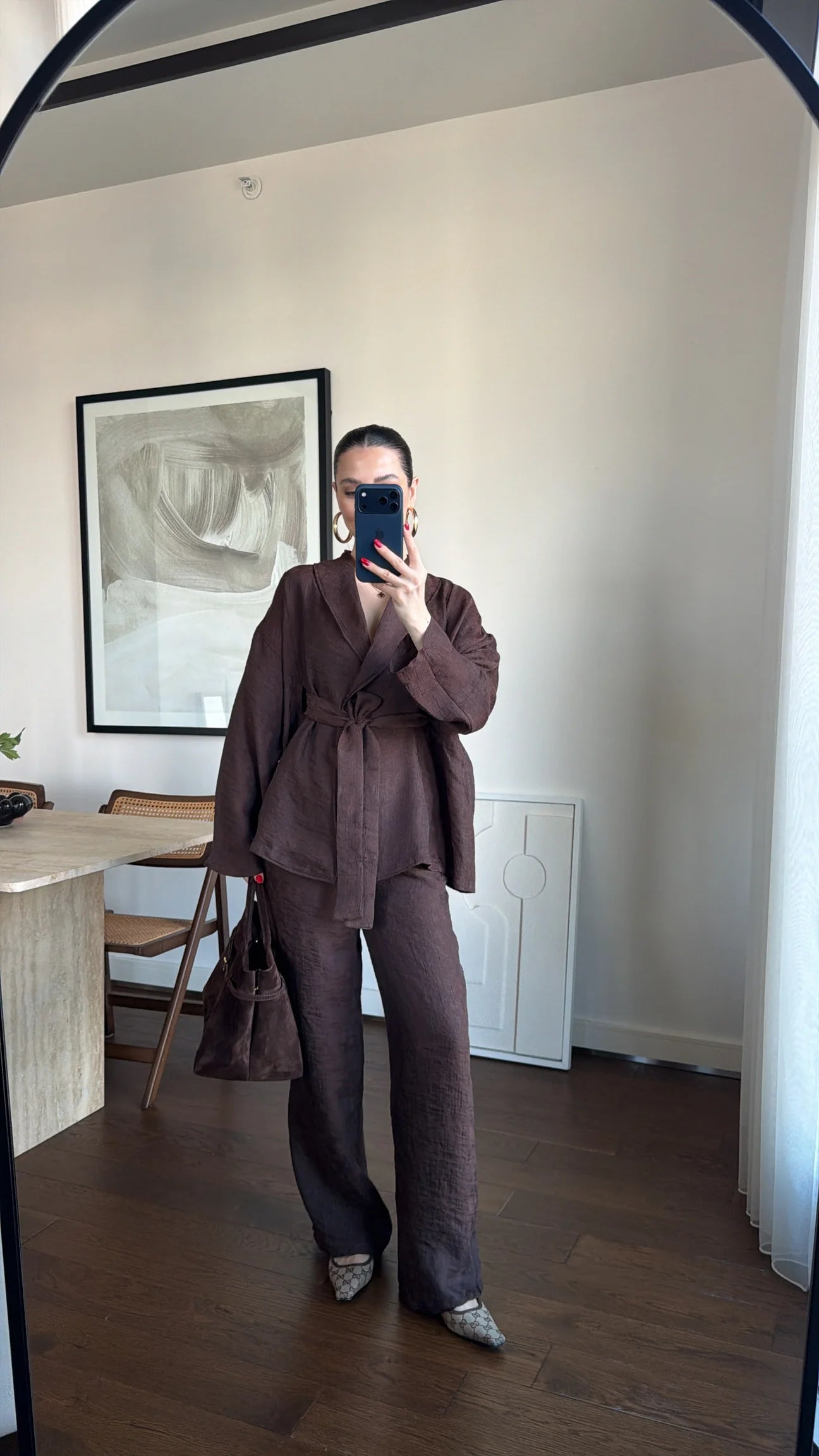 Jacquard texture fabric kimono co-ord set