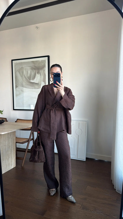 Jacquard texture fabric kimono co-ord set