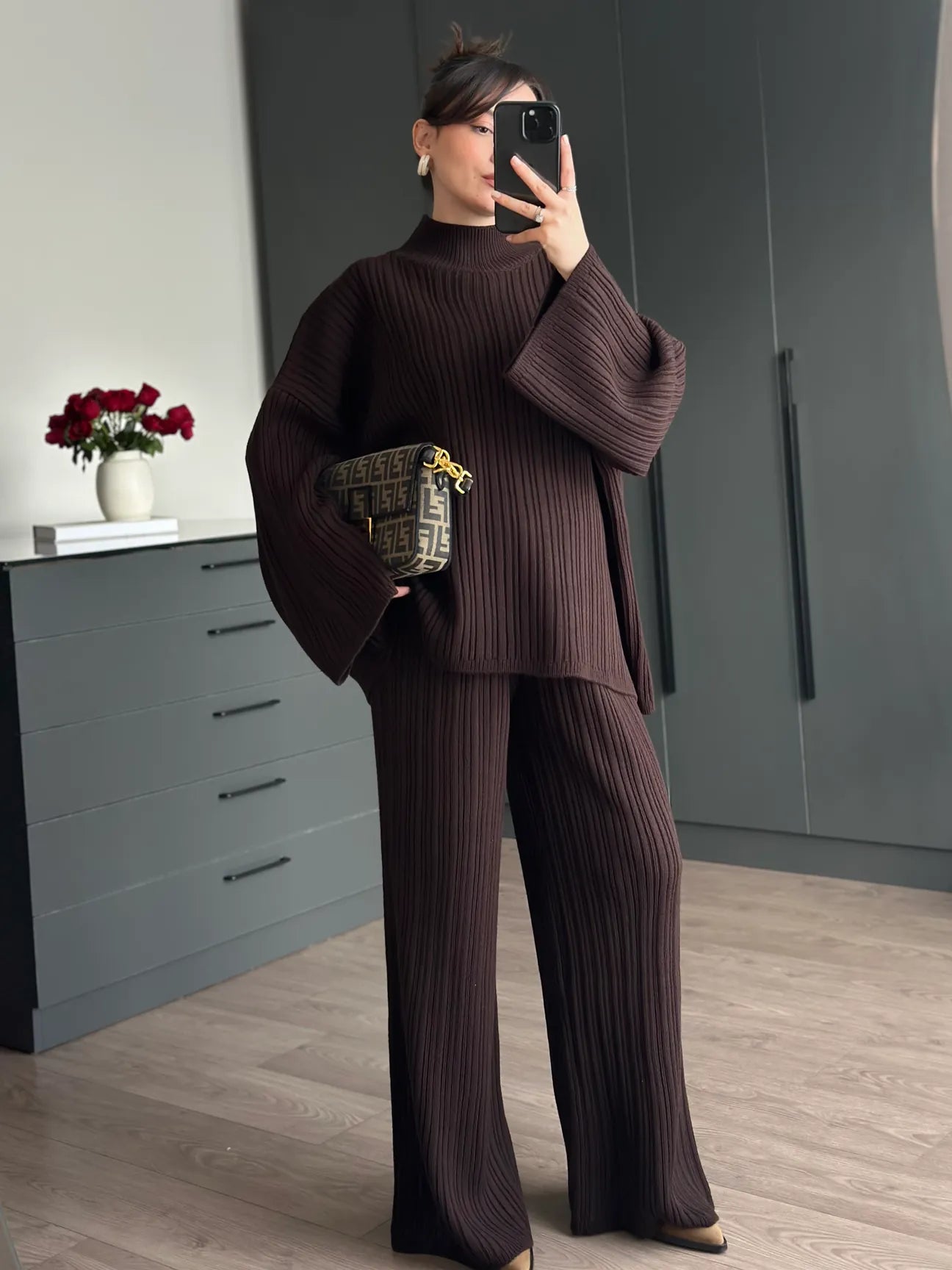 Round neck knitted Co-ord set