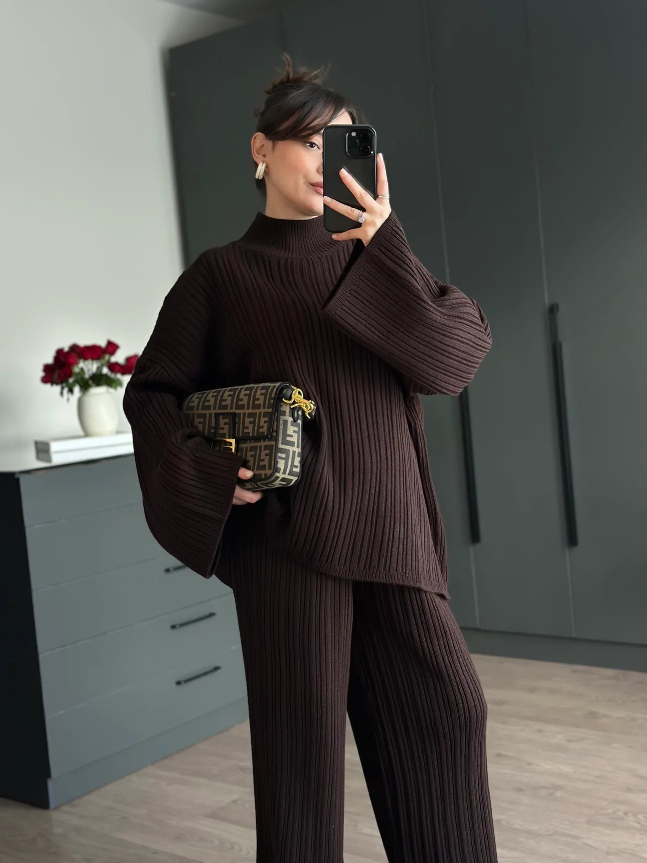 Round neck knitted Co-ord set