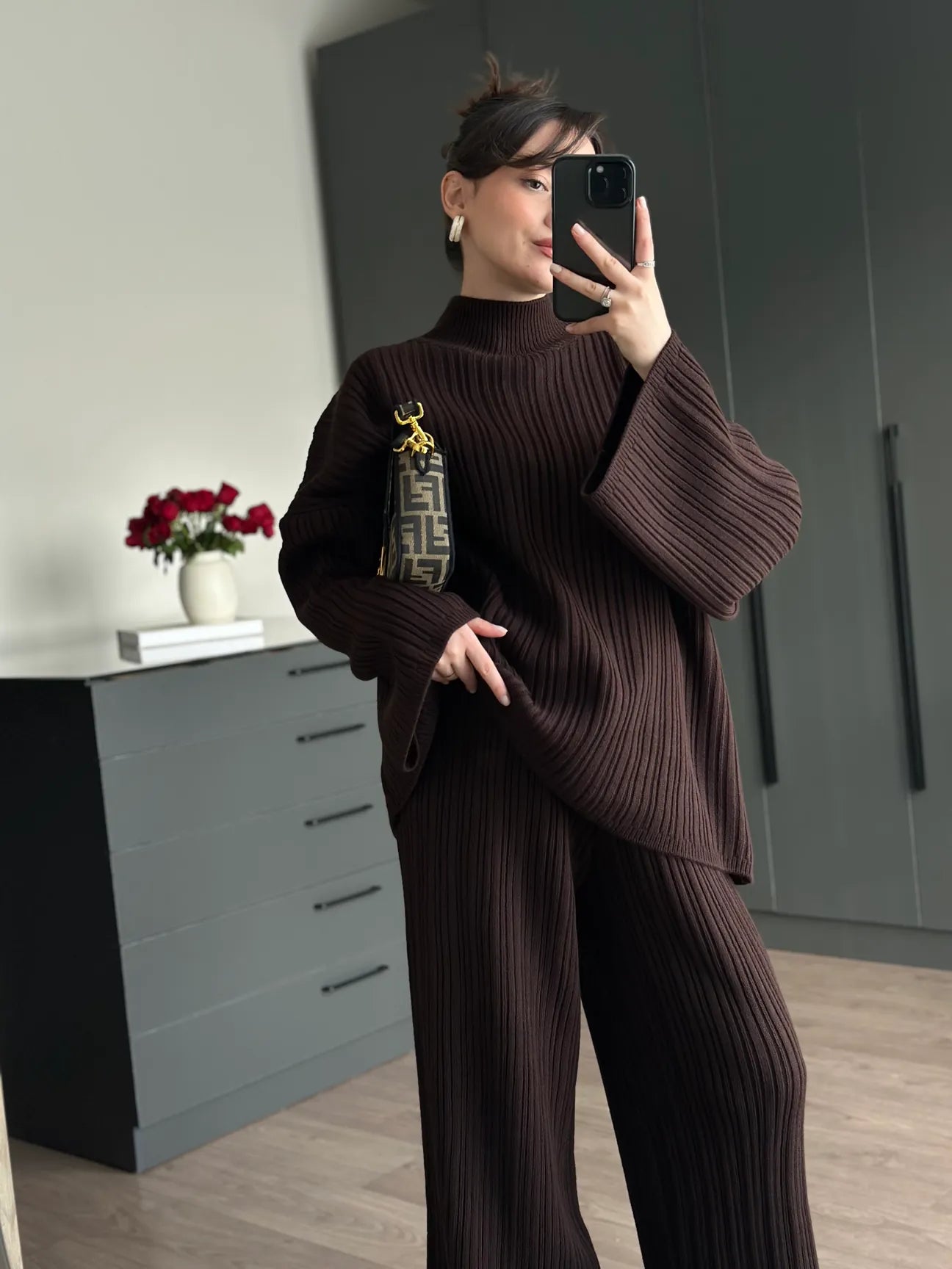 Round neck knitted Co-ord set