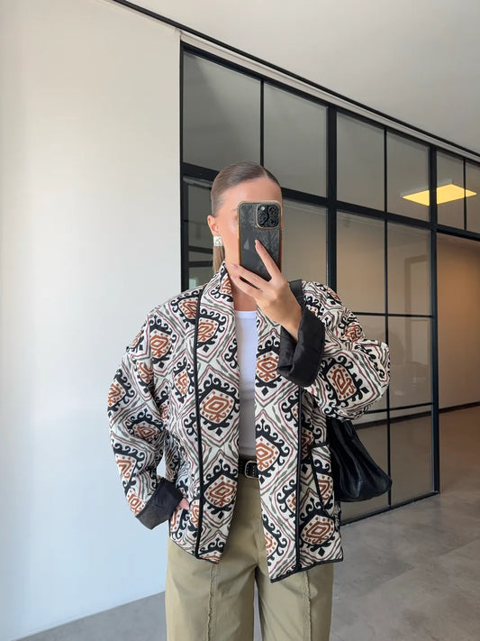 Capitone printed waterproof kimono