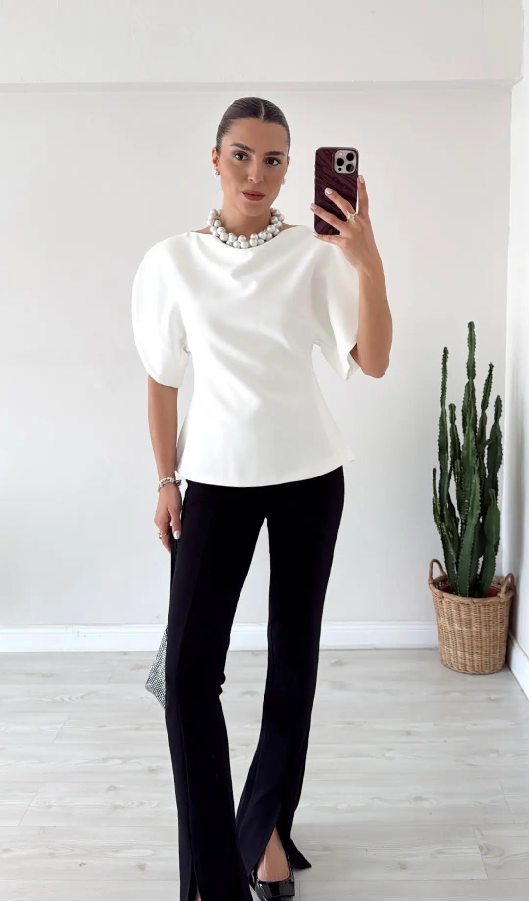 Balloon Sleeve Blouse White