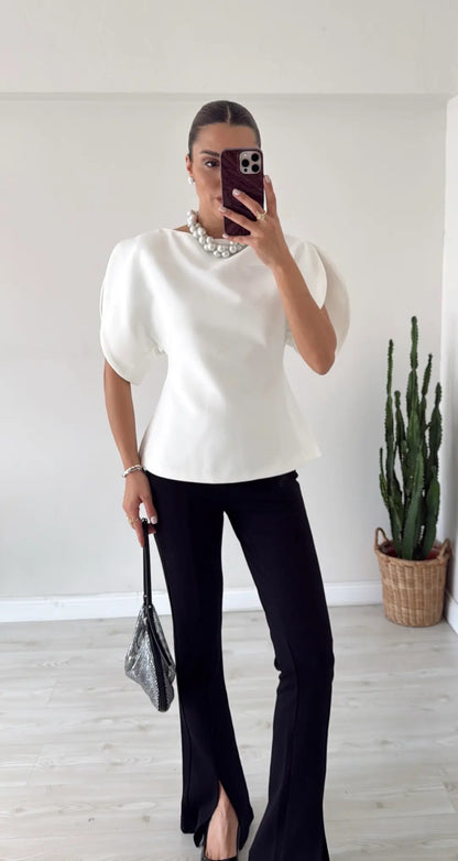 Balloon Sleeve Blouse White