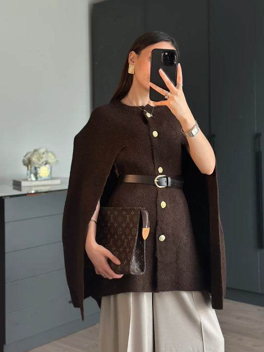 Wool Poncho with belt