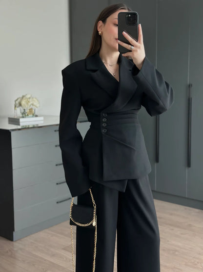 Black 4 side buttons suit