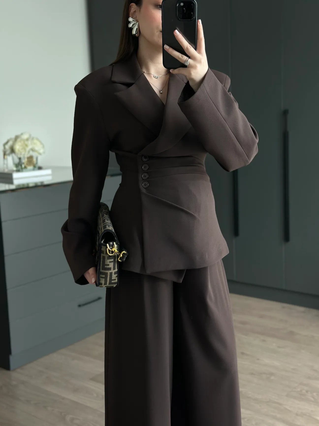 Brown 4 side buttons suit