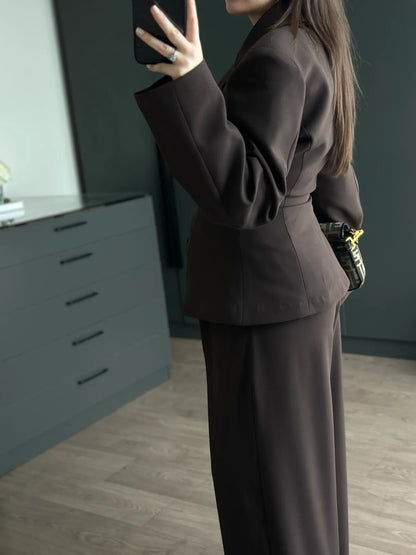 Brown 4 side buttons suit