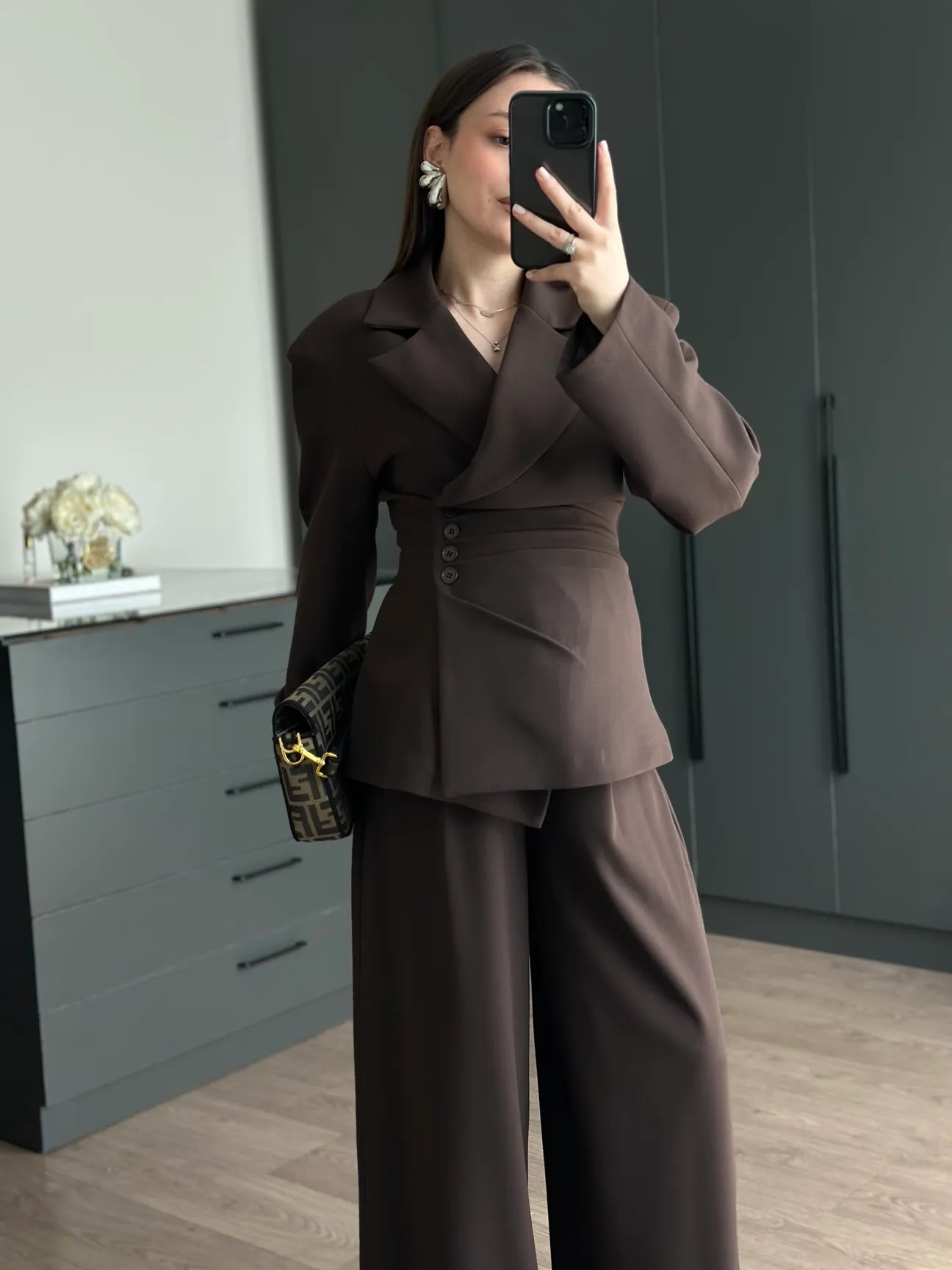 Brown 4 side buttons suit