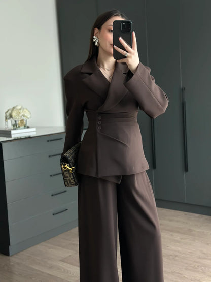 Brown 4 side buttons suit