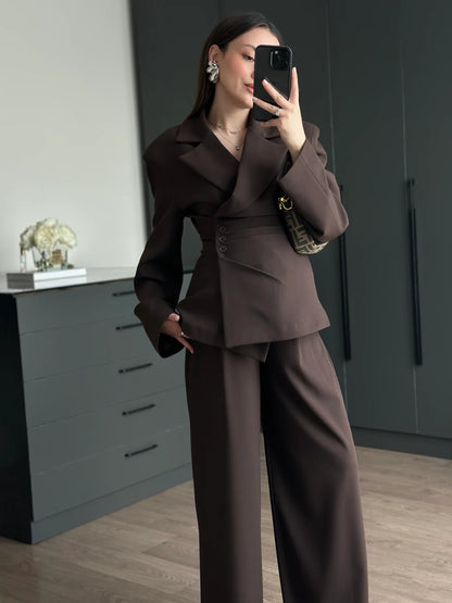 Brown 4 side buttons suit