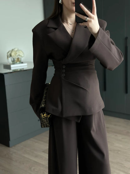 Brown 4 side buttons suit