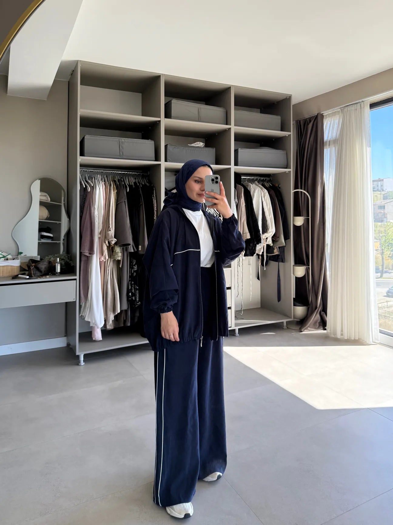 Modal hooded jacket with wide leg pants co-ord set