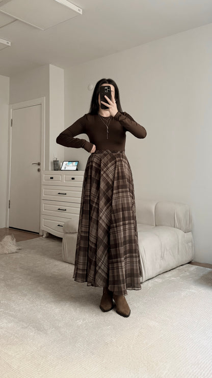 Checked chiffon lined Skirt