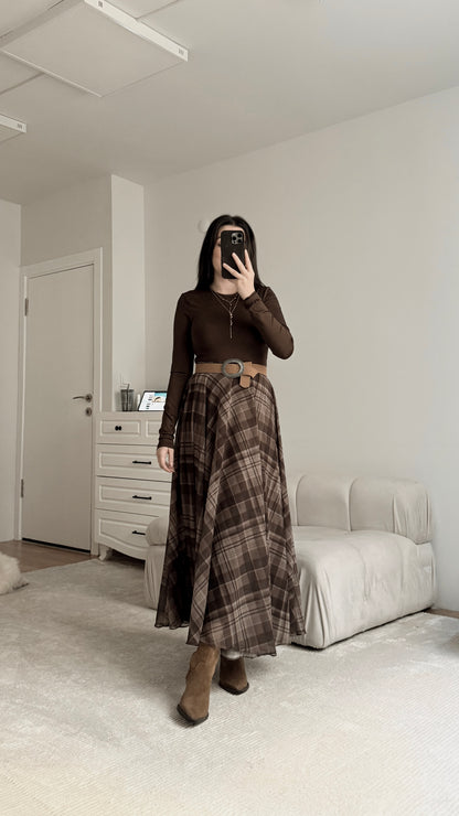 Checked chiffon lined Skirt