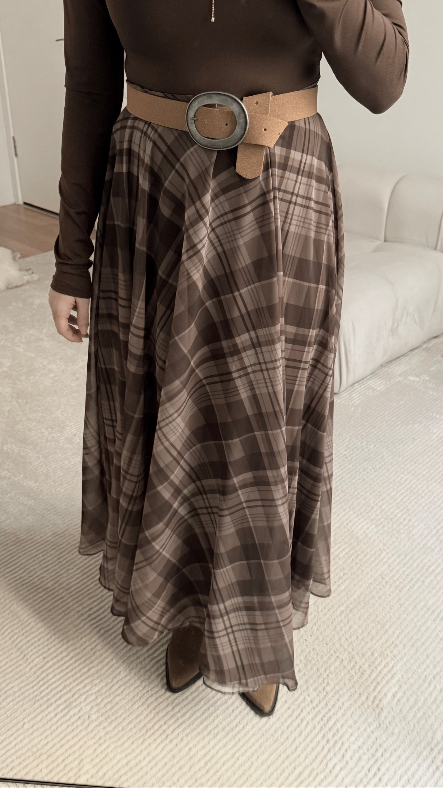 Checked chiffon lined Skirt