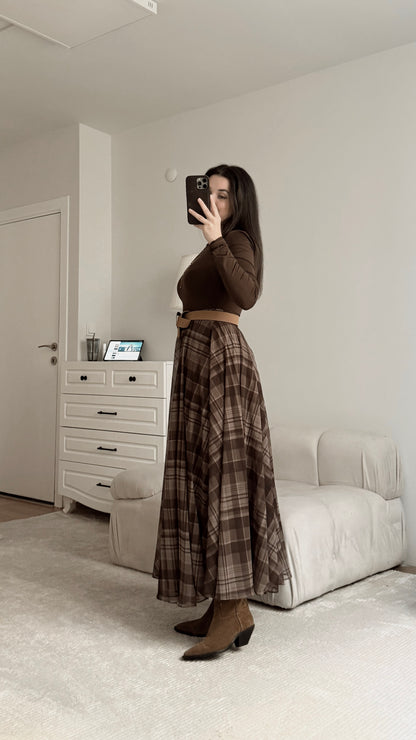 Checked chiffon lined Skirt