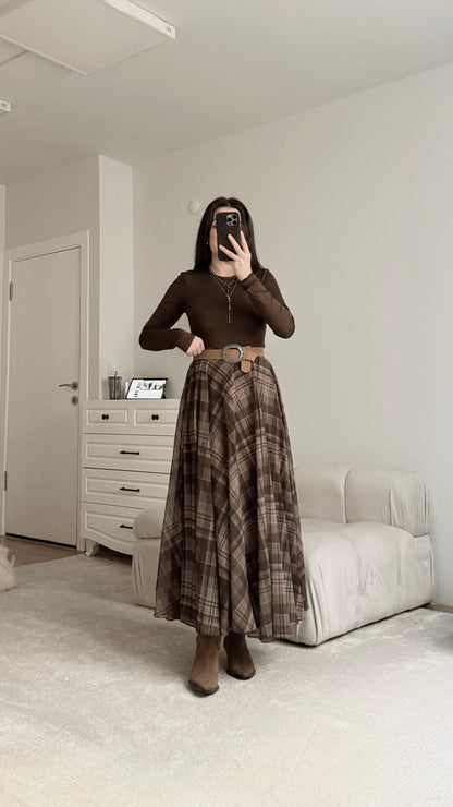 Checked chiffon lined Skirt