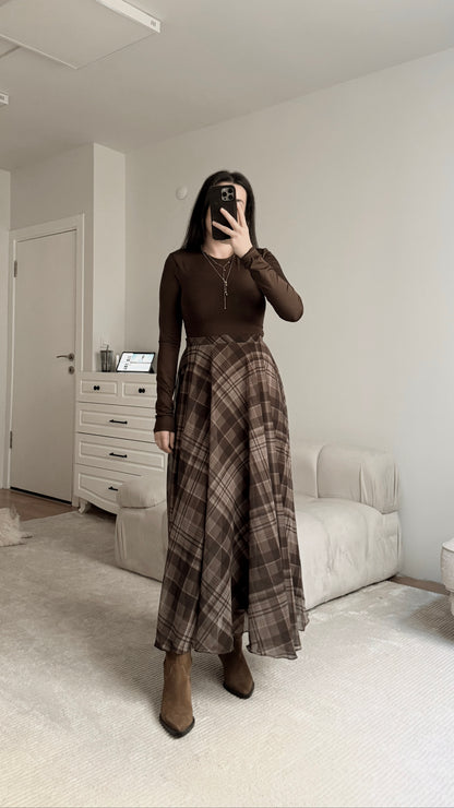 Checked chiffon lined Skirt