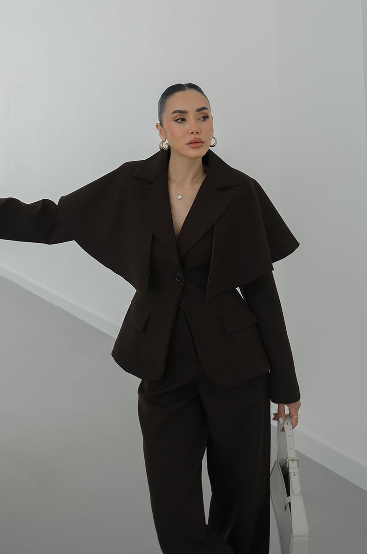 Jacket with removable cape suit - brown