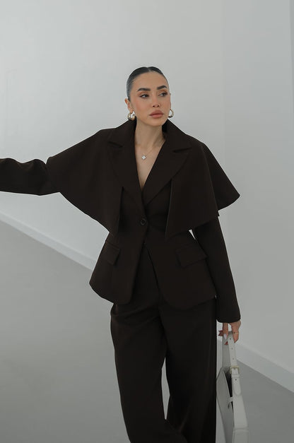 Jacket with removable cape suit - brown