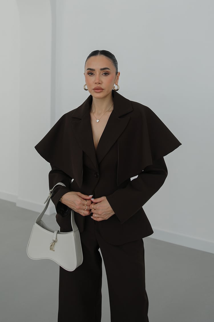 Jacket with removable cape suit - brown