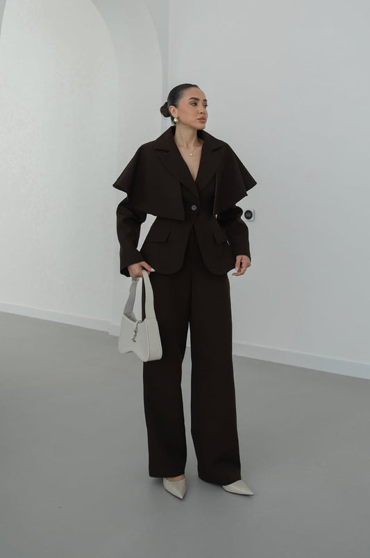 Jacket with removable cape suit - brown