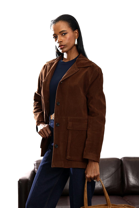 Zr Model Premium Quality Bitter Coffee Suede Jacket