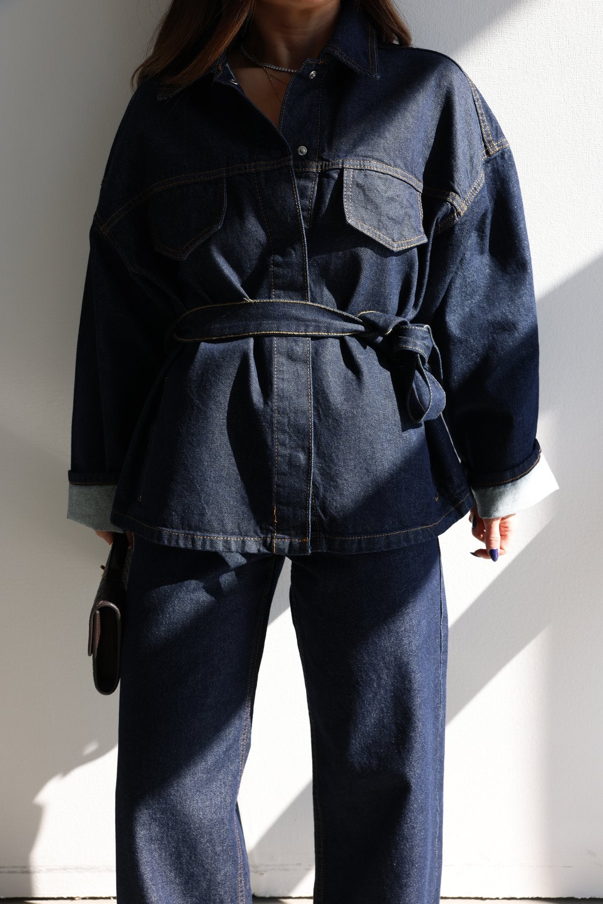 Belted jeans co-ord set