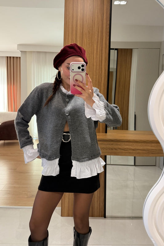 Wool Cardigan with ruffle details