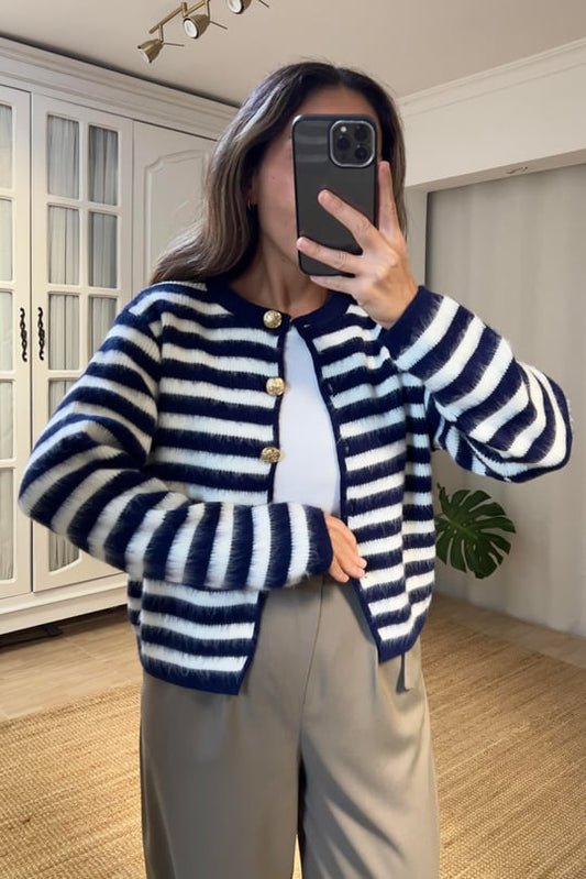 Striped Knitted Cardigan