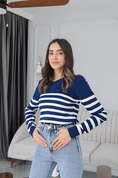 Striped knitted blouse