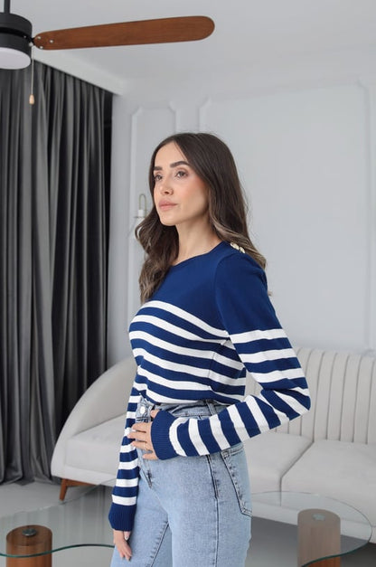 Striped knitted blouse