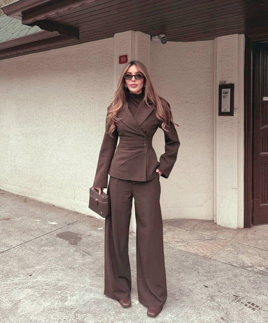 Brown 4 side buttons suit