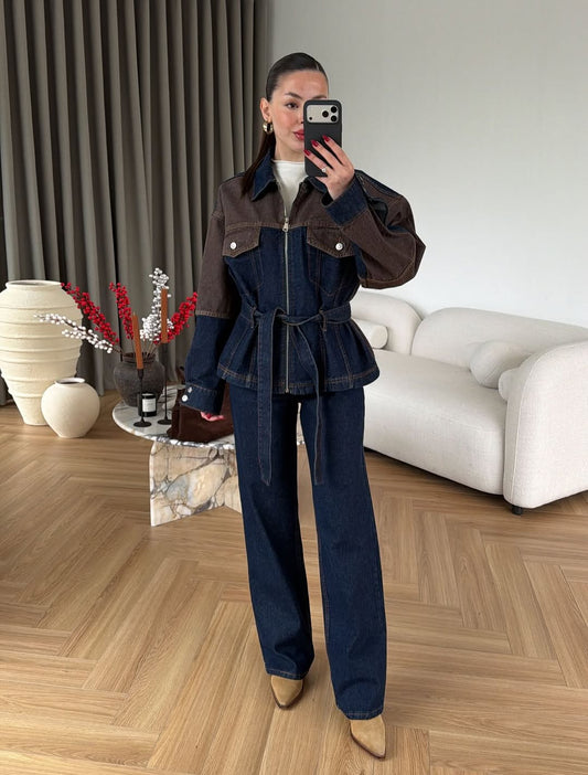 Contrast Jeans co-ord set